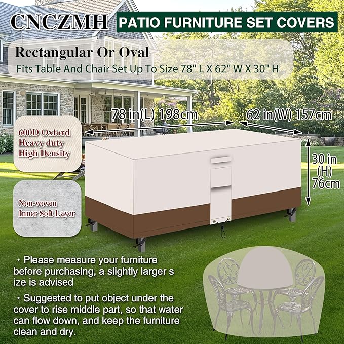 Heavy Duty Patio Furniture Covers Waterproof, 600D Outdoor Furniture Cover - Image 2