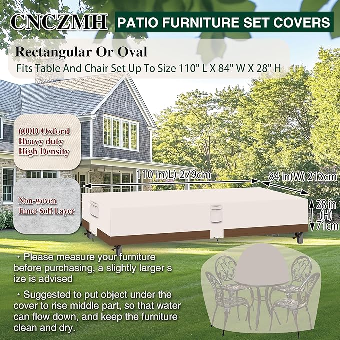 Heavy Duty Patio Furniture Covers Waterproof, 600D Outdoor Furniture Cover - Image 2