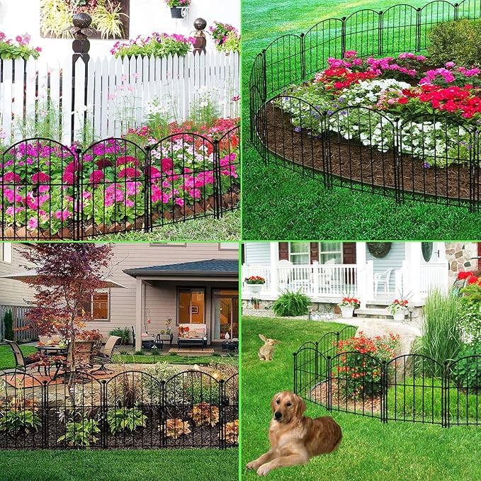 Decorative Garden Fence 17in x10ft, 10 Pack Rustproof Metal No Dig Fence Animal - Image 6