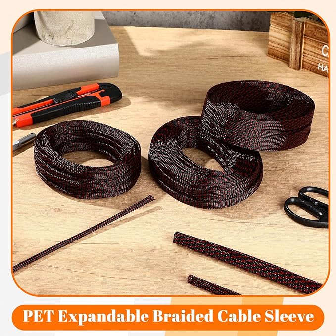 Pangda150 Feet 1/4, 3/8 Inches Wire Loom Pet Expandable Braided Sleeving - Image 5