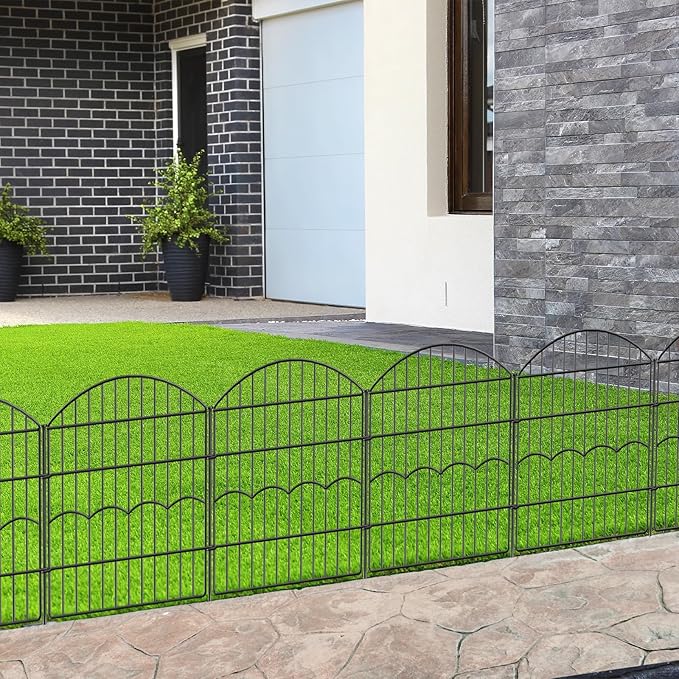 Decorative Garden Fence 6 Panels 12 ft×24in Metal Garden Fences, No Dig Animal by FIRSTNESS