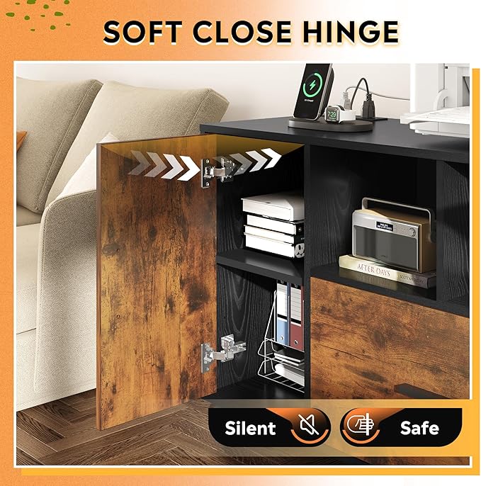 DEVAISE File Cabinet with Charging Station, 1 Drawer Rolling File Cabinet - Image 7