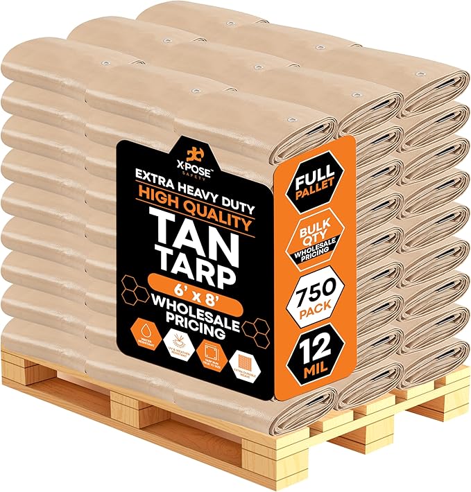 Heavy Duty Tan Poly Tarp 6' X 8' by XposeSafety