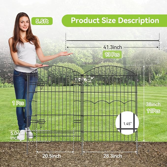 Decorative Garden Fence 12 Panels 29.6ft×38in No Dig Animal Barrier Fencing - Image 2