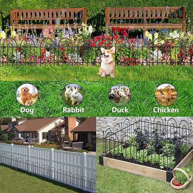 14 in X 36 ft Metal Garden Fence 20-Panel Metal Wire Garden Fence, Animal - Image 4