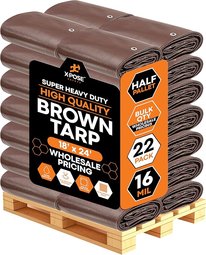 Super Heavy Duty Brown Poly Tarp 18' x 24' by XposeSafety