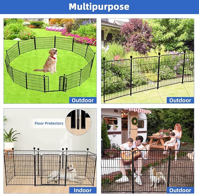 ADAVIN 32 in Garden Fences and Borders, 1 Gate+11 Panels Dog Fence Outdoor - Image 5