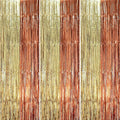 3 Pack 3.3 x 8.2 ft Rose and Champion Foil Fringe Backdrop Curtains, Tinsel by Voircoloria