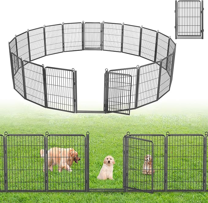Decorative Garden Fence with Gate, 32 in x 43 ft Rustproof Metal Fence Panels by Jhsomdr