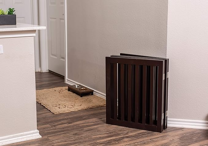 INTERNET'S BEST Dog Gate Indoor Freestanding Pet Barrier, Folding Wood Dog Fence - Image 6