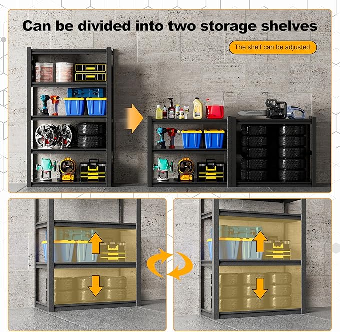 Storage Shelves with Pegboard, Metal Shelving Adjustable Shelves, Steel Garage - Image 6