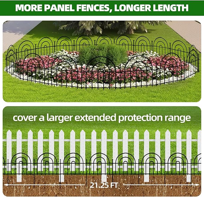 Decorative Garden Fence, 15 Panels No Dig Fence 21.25ft x13in Animal Barrier - Image 3