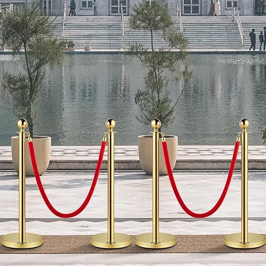 VEVOR Stanchions and Velvet Ropes 4Pcs, Solid Base - Image 8