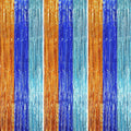 3 Pack 3.3 x 8.2 ft Blue Orange Foil Fringe Backdrop Curtains, Tinsel Streamers by Voircoloria