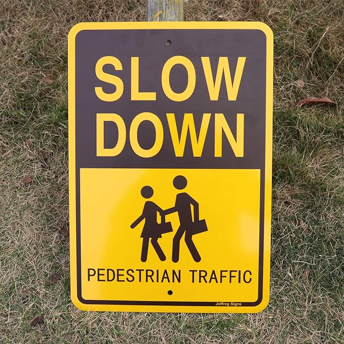 Joffreg Slow Down Pedestrian Traffic Sign, 17 x12 Inches, Reflective Aluminum - Image 9