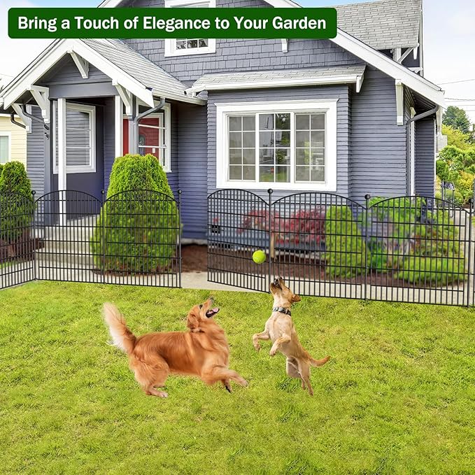 10 Panels Decorative Garden Fence - 32 in x 23.6 ft No Dig Dog Fence Outdoor - Image 7