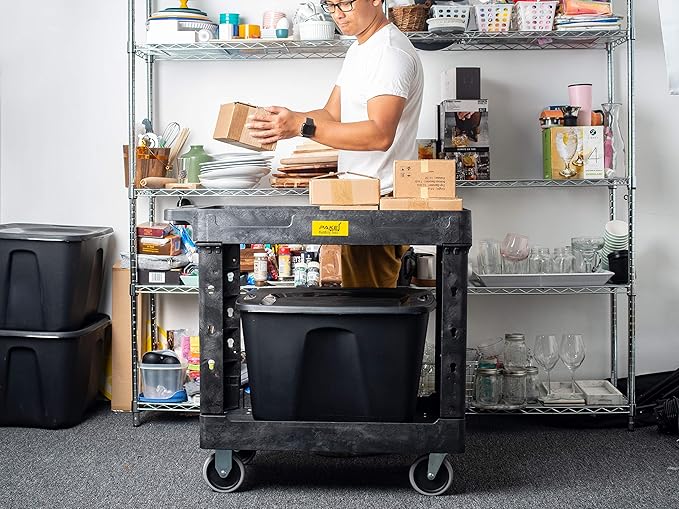 550lb Capacity Heavy Duty Plastic Utility Cart 34-1/2" L x 16-3/4" W - Image 9