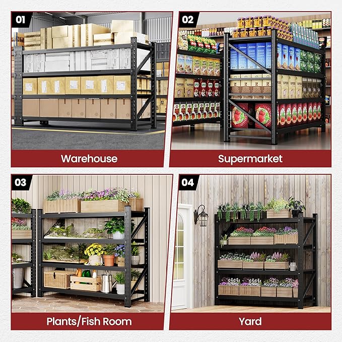 68" Wide Industrial Storage Shelves, 8000LBS Garage Shelving Heavy Duty - Image 8