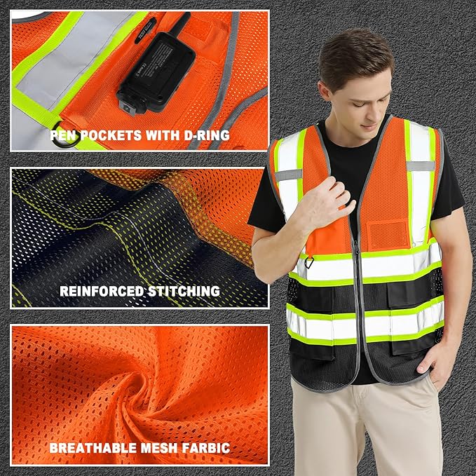 BeautyWill Custom Logo 10/20 Pack Safety Vest Class2 High Visibility Vest - Image 2