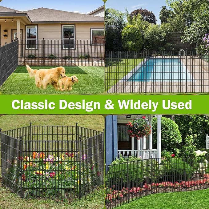8 Panels No Dig Decorative Outdoor Garden Fence - Image 6