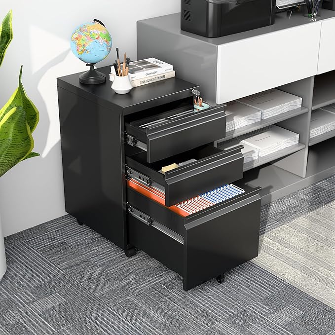 SUXXAN 3 Drawer Under Desk Mobile File Cabinet - Image 4