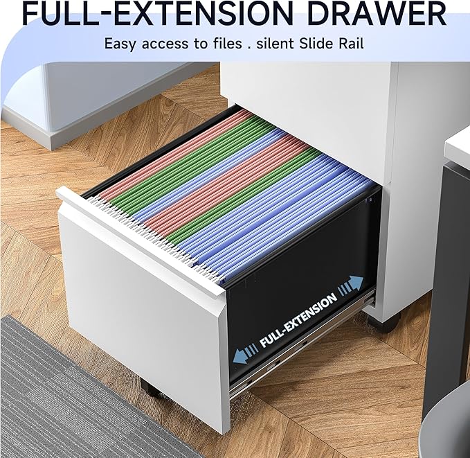 2 Drawer Mobile File Cabinet - Image 4