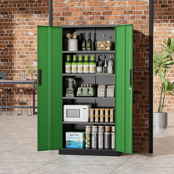 Greenvelly Metal Storage Cabinet, Lockable Steel Cabinet - Image 2
