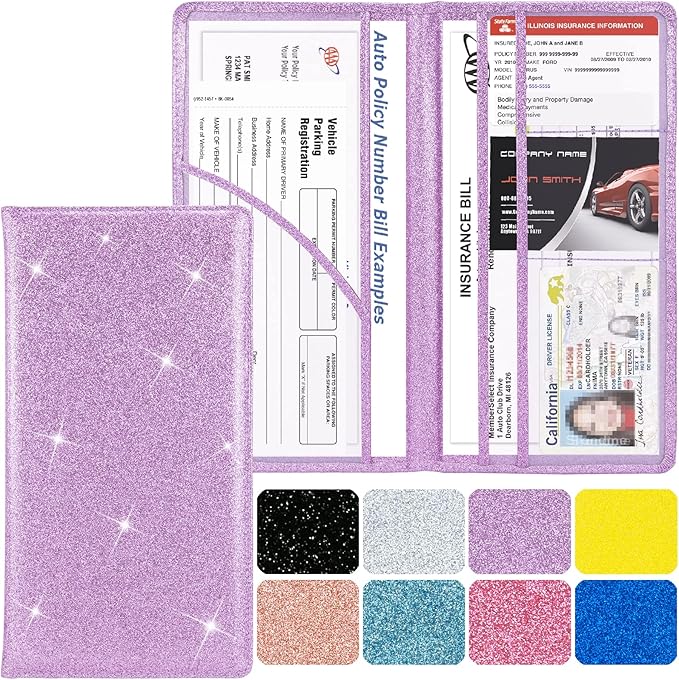 Car Registration and Insurance Holder, Leather Magnetic Shut Vehicle Glove Box by Srandme