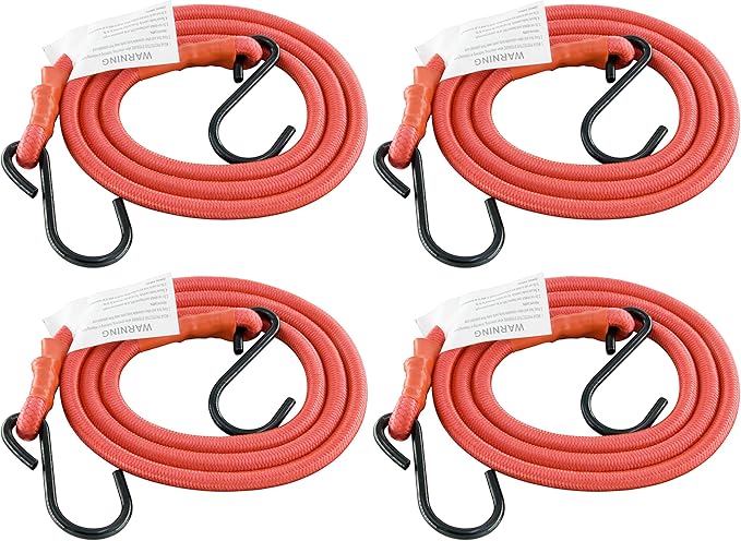 Bungee Cords with Hooks, 3/8 Inch Thick Round Bungee Cord Heavy Duty Strong by HELIDA
