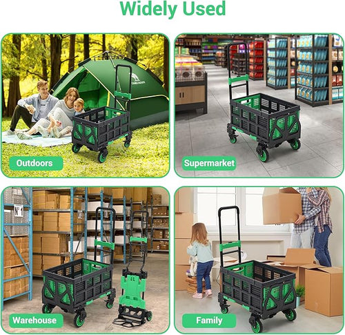 2-in-1 Folding Hand Truck with Folding Basket, Collapsible Hand Truck Dolly - Image 2