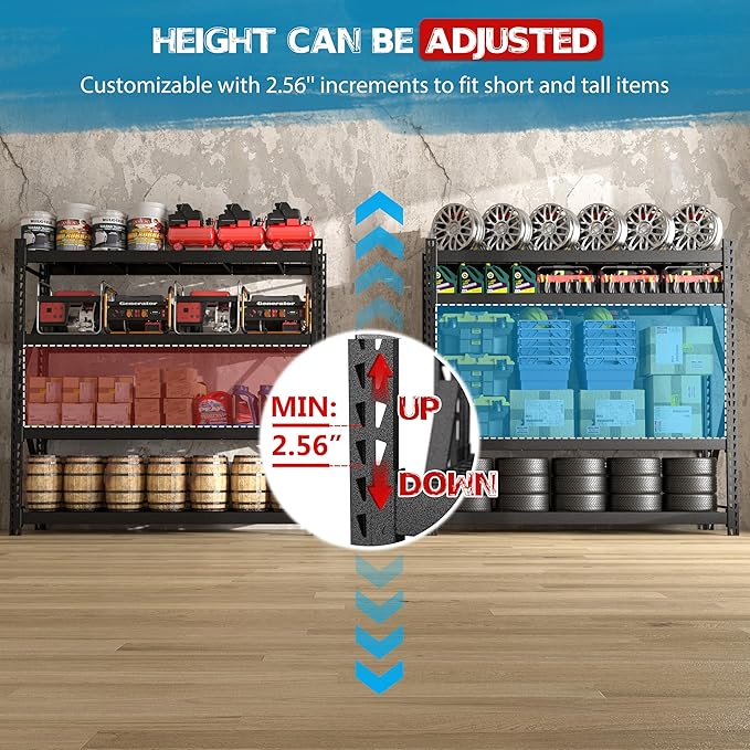 8000LBS 91 "W x 24 "D x 87 "H Storage Shelves, 4-Tier Adjustable Metal Shelving - Image 4