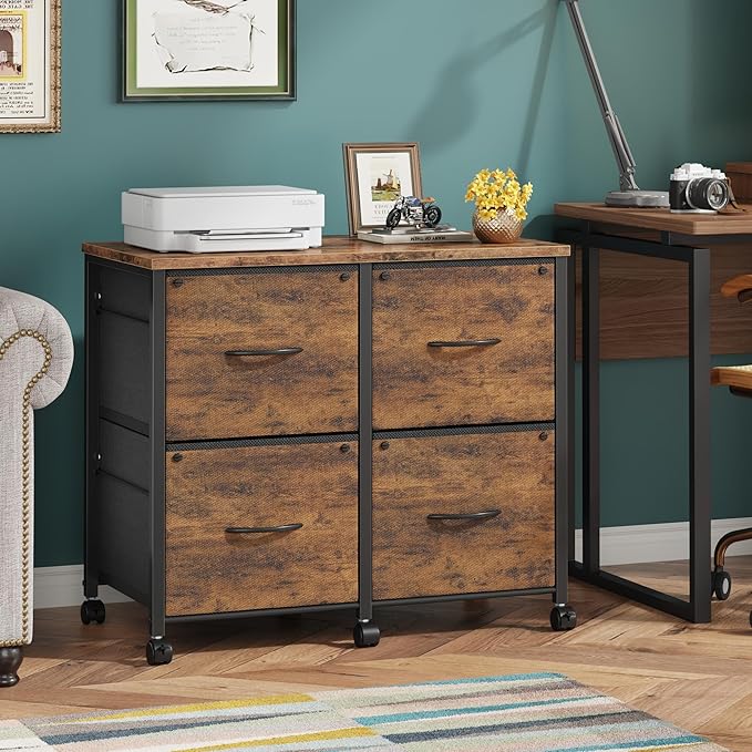 4 Drawer Lateral File Cabinet, Mobile Filing Cabinet - Image 2