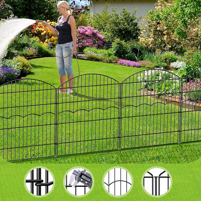 Decorative Garden Fence 6 Panels 6 Panels 13.4 ft×32in Metal Garden Fences - Image 5