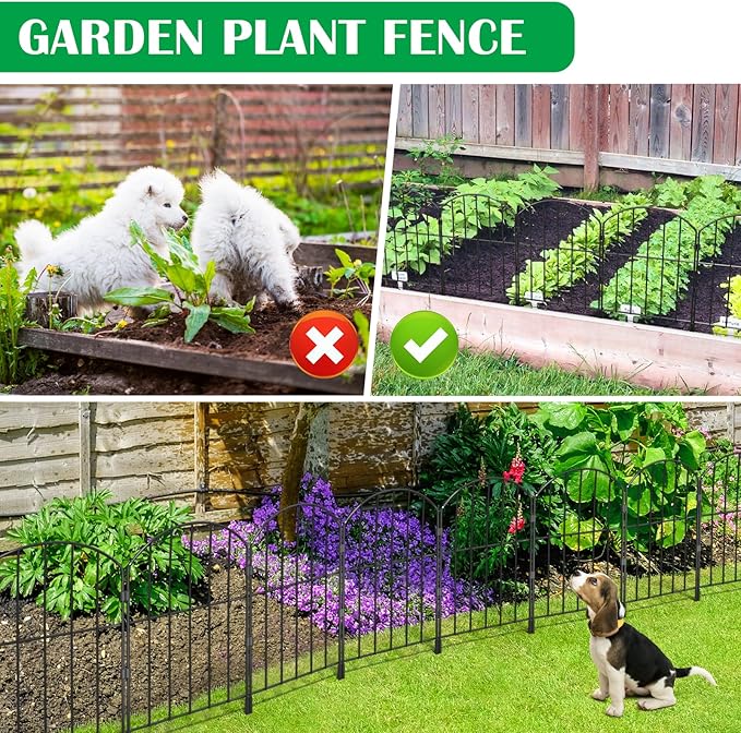 VANCASTLE Decorative Garden Fence 25 Panels, Total 26ft x 24in Rustproof Metal - Image 6