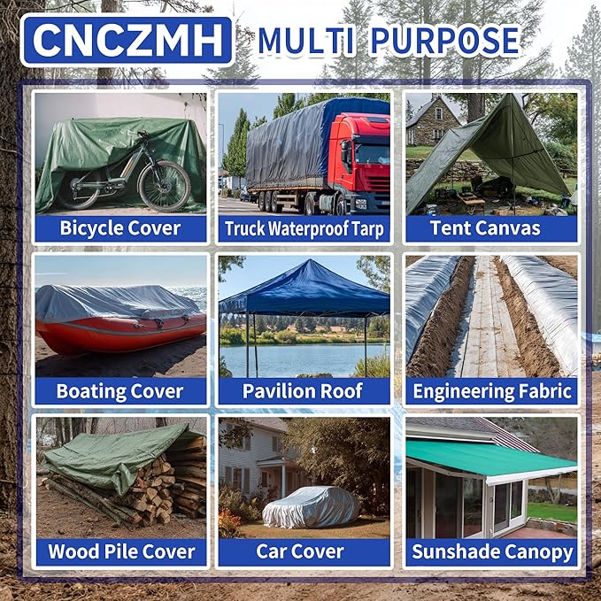Tarp Waterproof 8x12 Feet, 8 Mil Thick Finished Size Blue Poly Tarpaulin Outdoor - Image 5