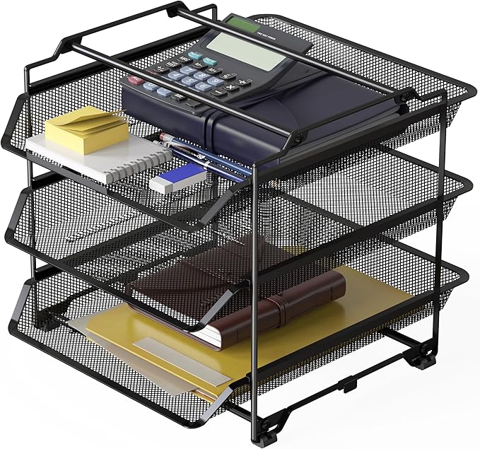 Deco Brothers Stackable Sliding Letter Tray Paper Organizer, 3 Tier by DecoBrothers