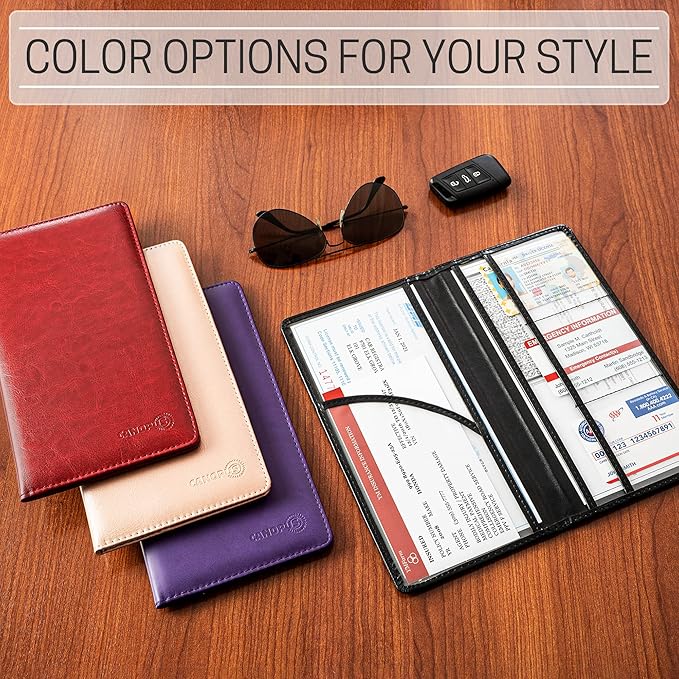 CANOPUS Car Registration and Insurance Holder, PU Leather Card Holder, Vehicle - Image 8