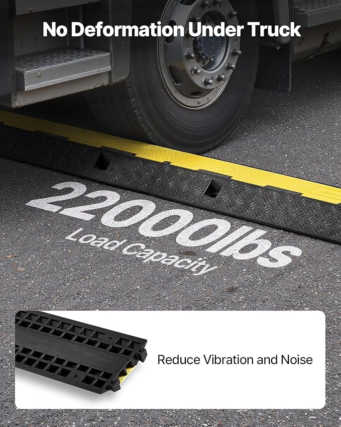 VEVOR Cable Protector Ramp, 1 Channel Heavy Duty 39.37'' Rubber Cord Hose Wire - Image 3