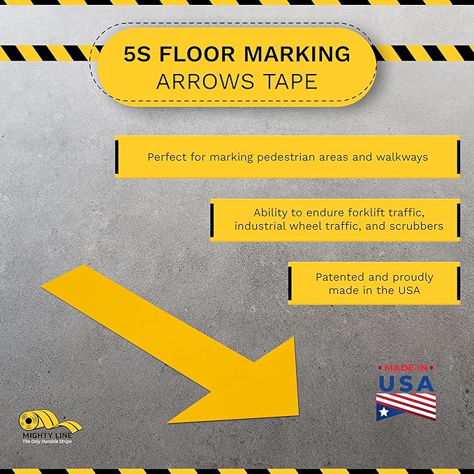 Mighty Line Solid Arrows Directional Sticker Sign Floor Marking Tape - Image 2
