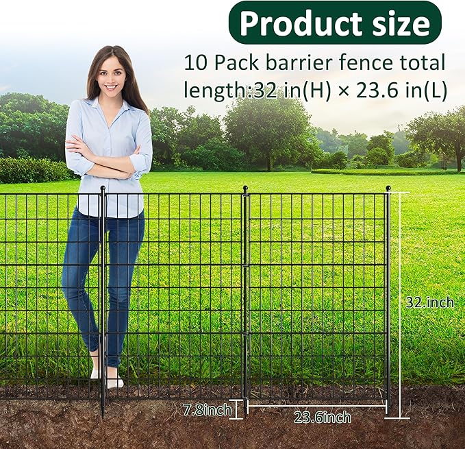 10 Panels Decorative Garden Fence Animal Barrier Heavy Duty No Dig Dog Fence - Image 4