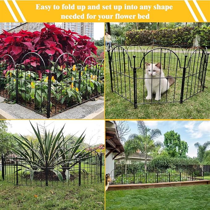 Garden Fence, 22 in x 27.5 ft Arched Rustproof Metal No Dig Fence Garden Fence - Image 3