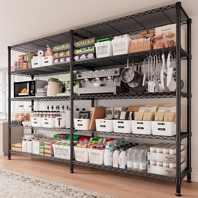 REIBII 70" W Storage Shelves Load 1600LBS, Metal Shelving 5-Tier Wire Shelving - Image 9