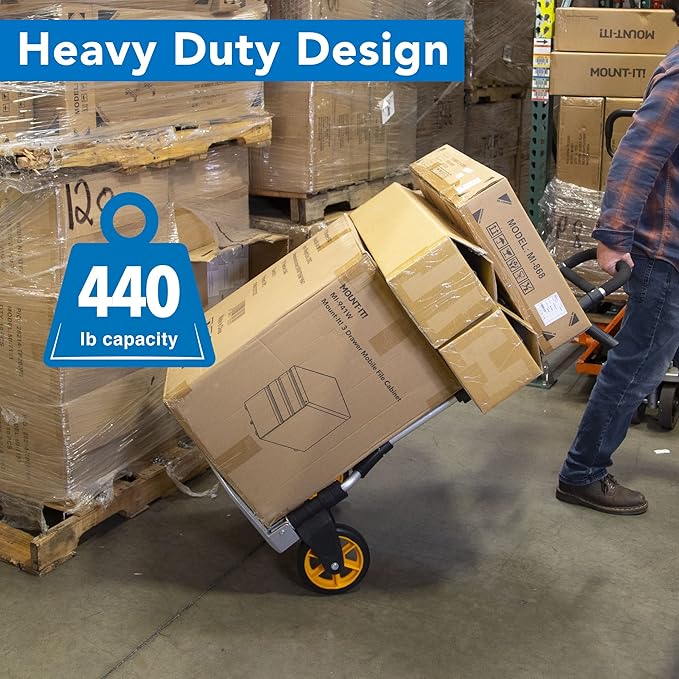 Mount-It! Folding Dolly, Aluminum Trolley, Industrial Grade Heavy Duty 440 Lb - Image 2