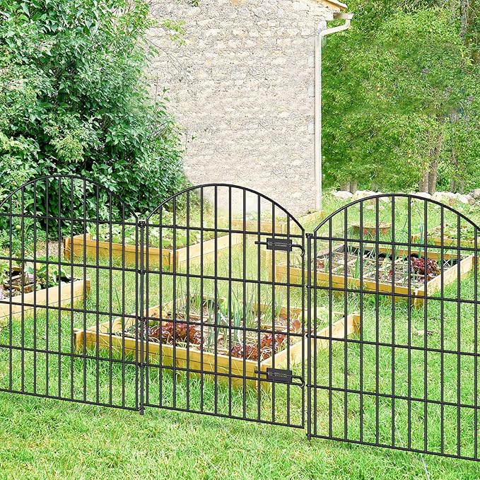 Metal Garden Fence with Gate 36in x 23.3ft, 1 Gate+ 9 Panels Dog Fence Border - Image 6