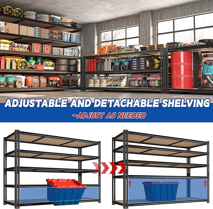 60" W Garage Shelving 72" H Metal Shelving 3500LBS Storage Shelves Heavy Duty 5 - Image 5