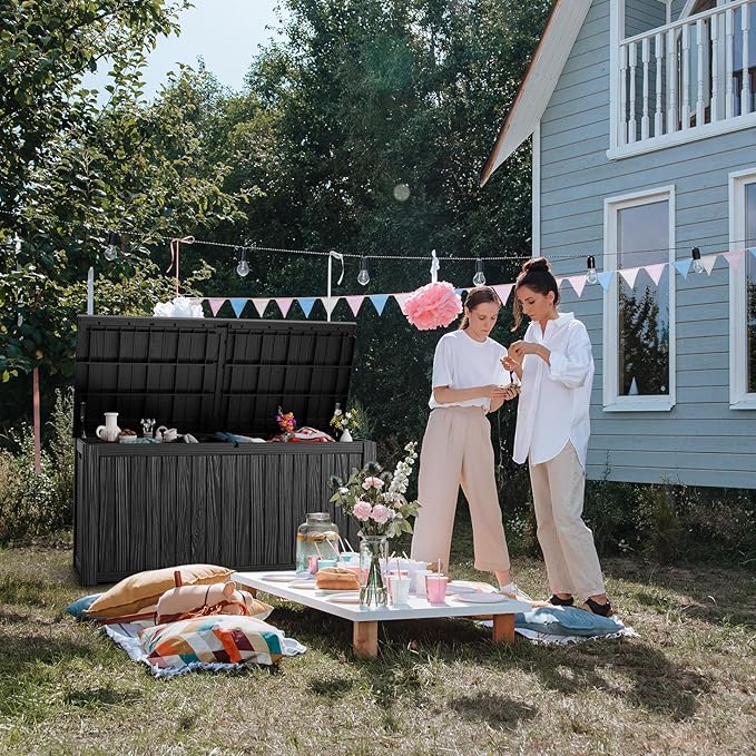 280 Gallon Resin Deck Box, Lockable Patio Outdoor Storage Box - Image 7