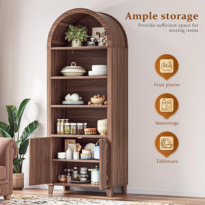 79.9" Tall Arched Storage Cabinet, 6-Tier Pantry Cabinet - Image 5