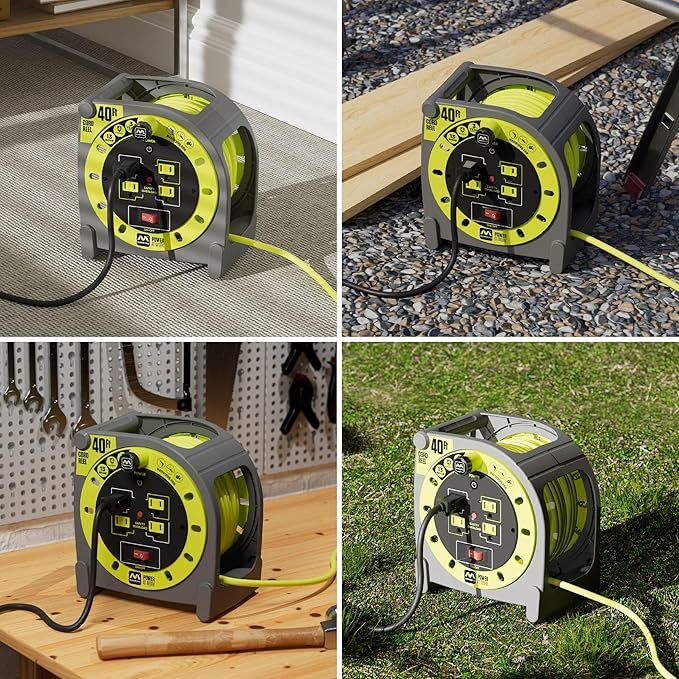 Masterplug 40ft Case Cord Reel, Retractable Extension Lead - Image 6