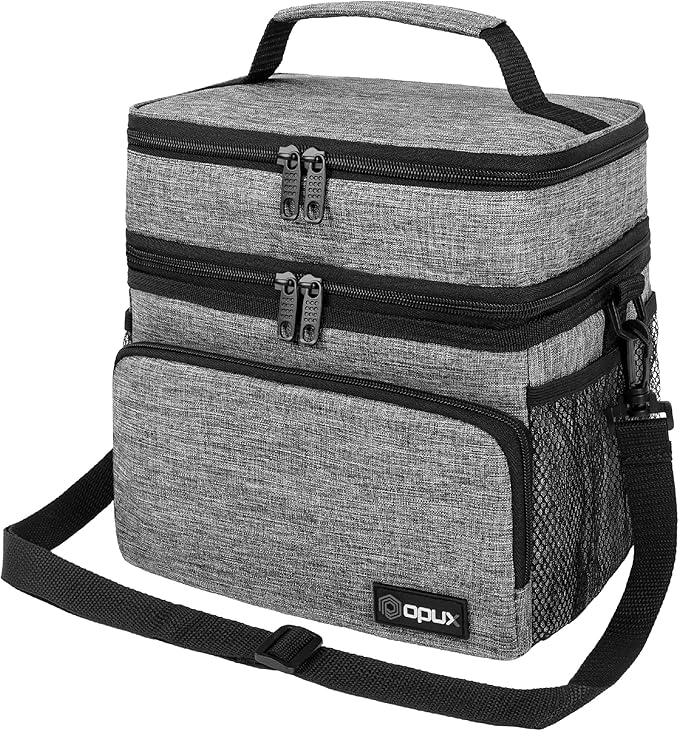 opux Insulated Lunch Bag for Men Women, Large Dual Compartment Cooler Bag by OPUX