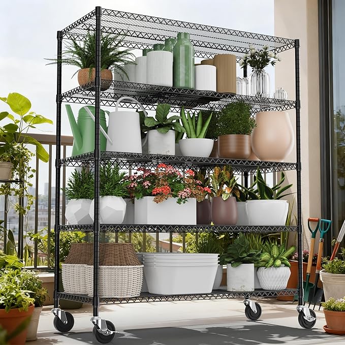 5 Tiers Shelf 3300 lbs Steel Storage Shelving Utility Shelving Unit Steel - Image 2